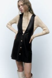 FAUX LEATHER PINAFORE DRESS - Black United States at Zara